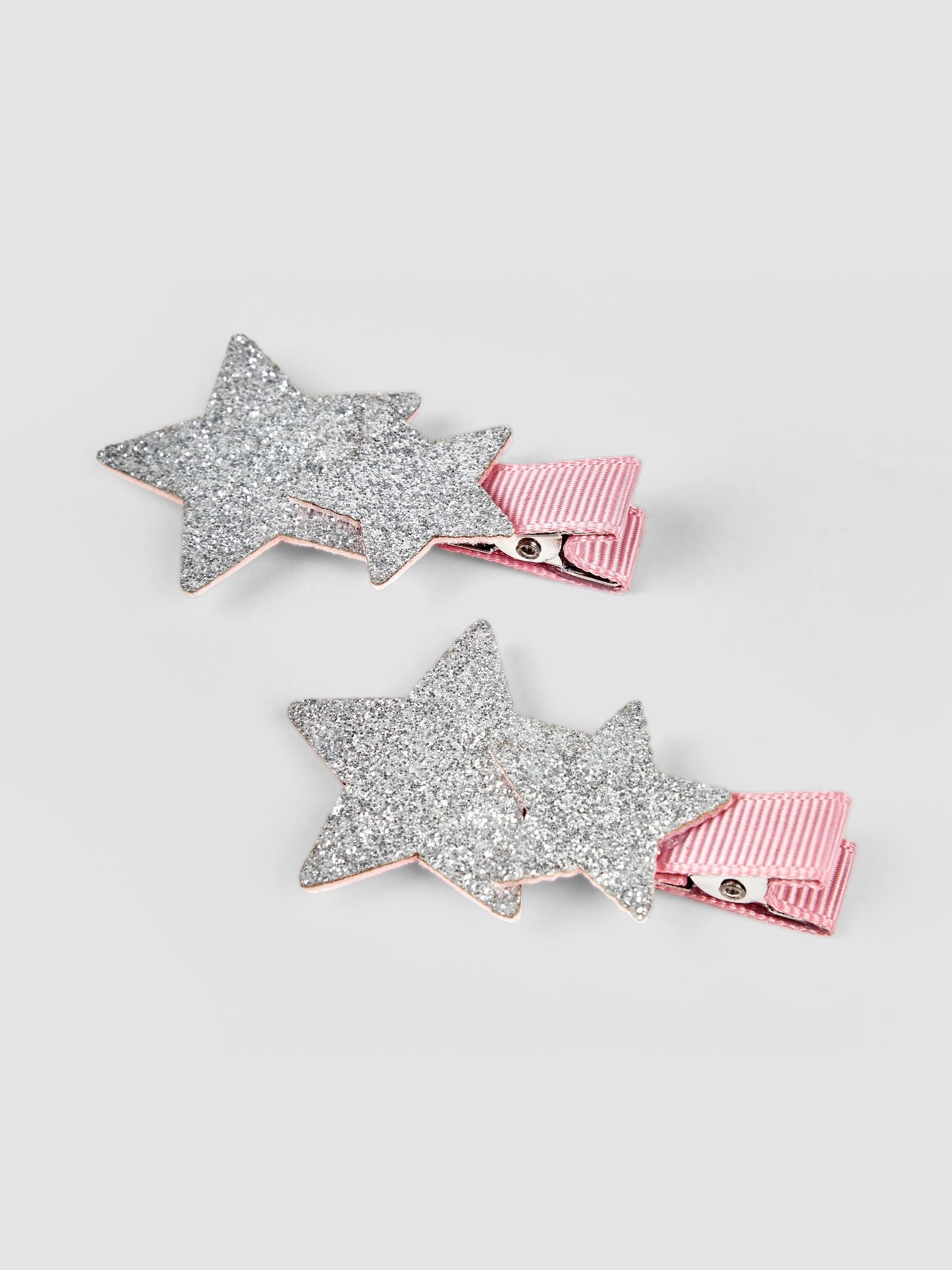 JoJo Maman Bébé Silver 2-Pack Star Glitter Clips image 1