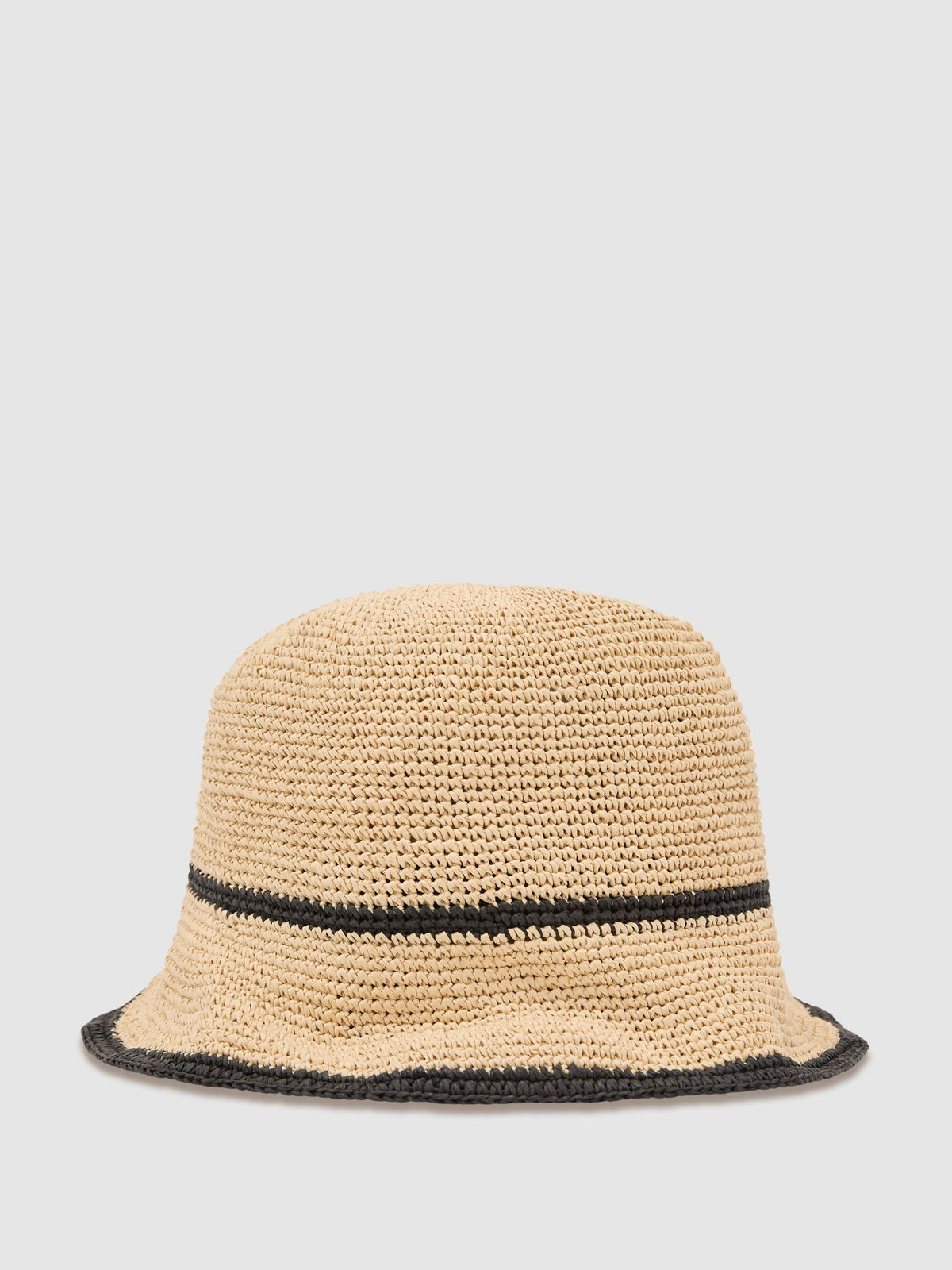 Reiss Natural Edith 3-6 yrs Girls Straw-Effect Tipped Bucket Hat image 1