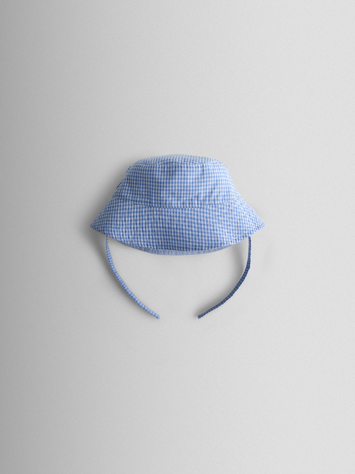 JoJo Maman Bébé Light Blue Gingham Reversible Bucket Hat image 4