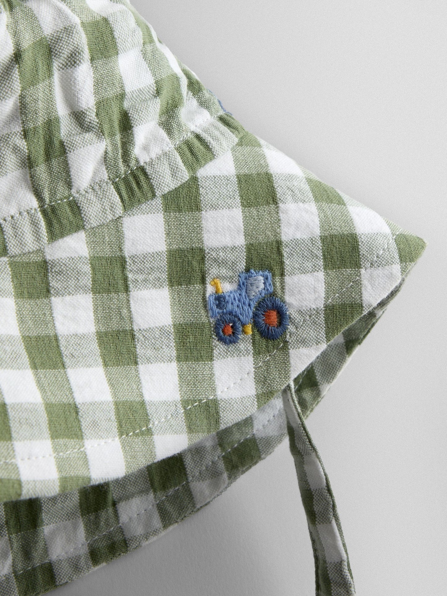 JoJo Maman Bébé Light Green Tractor Embroidered Floppy Sun Hat image 4