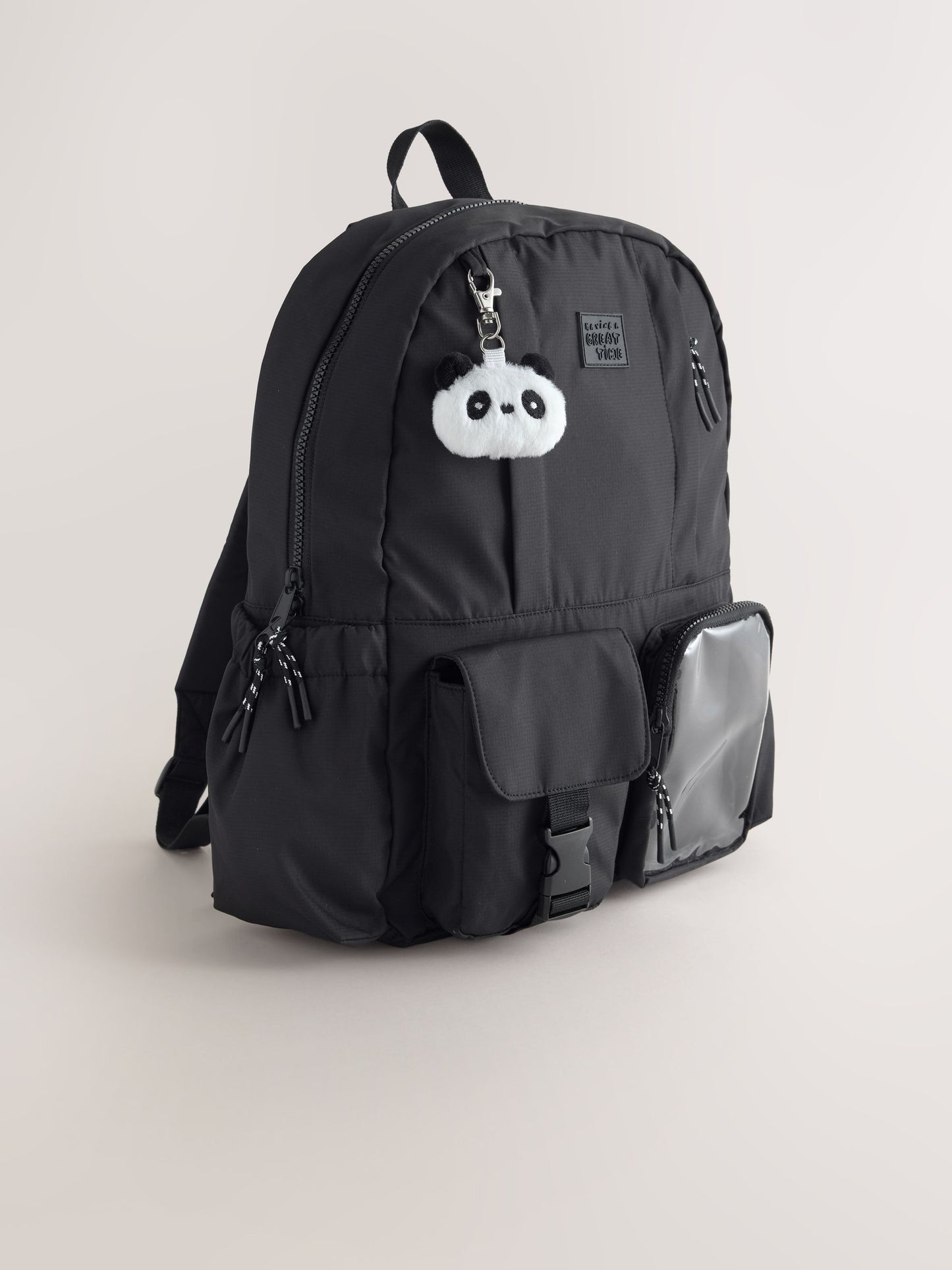 Black Polka Dot Panda Keyring Pocket Backpack image 1