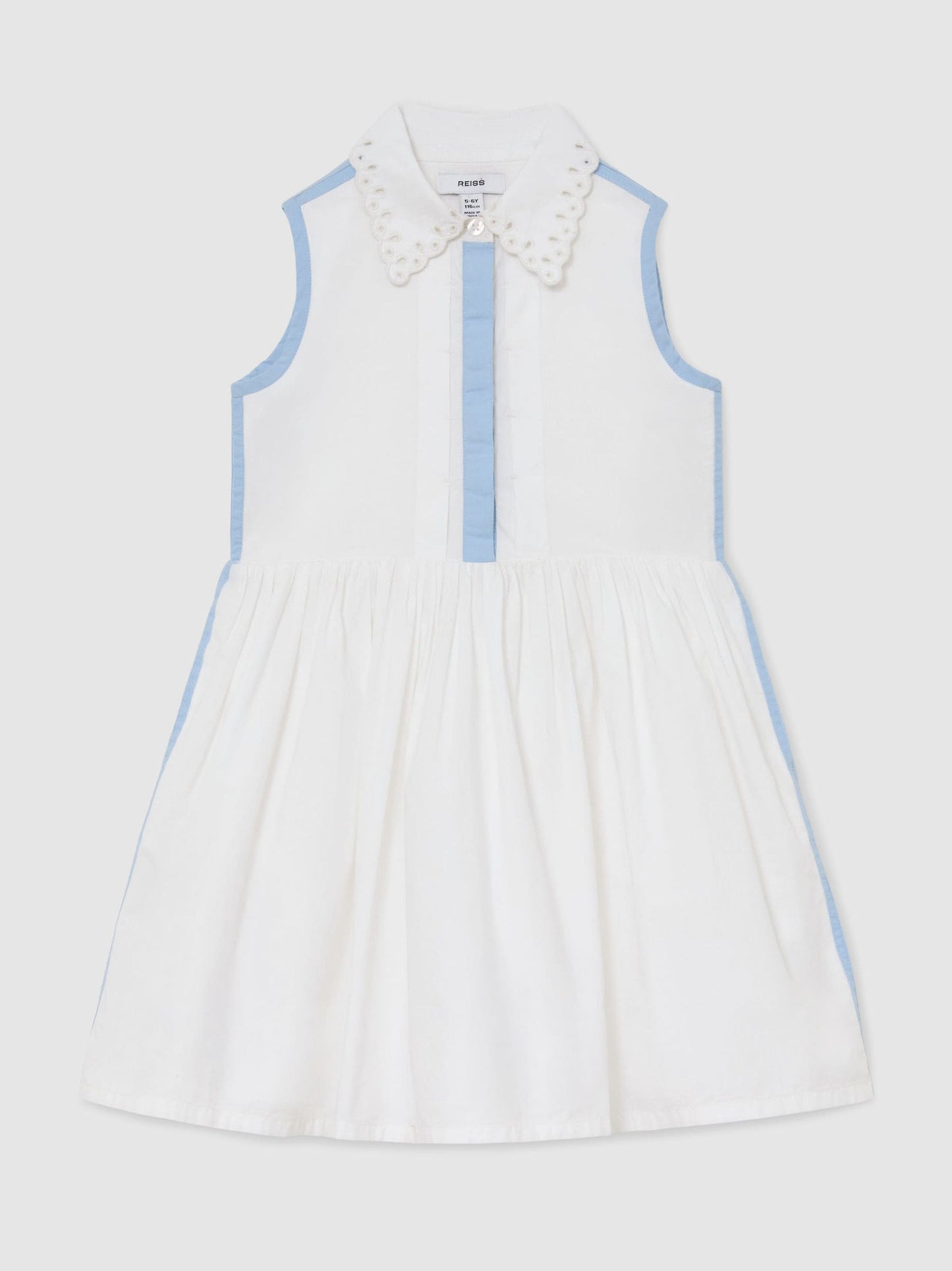 Reiss White Odela 13-14 yrs Cotton Contrast-Trim Collared Dress image 1