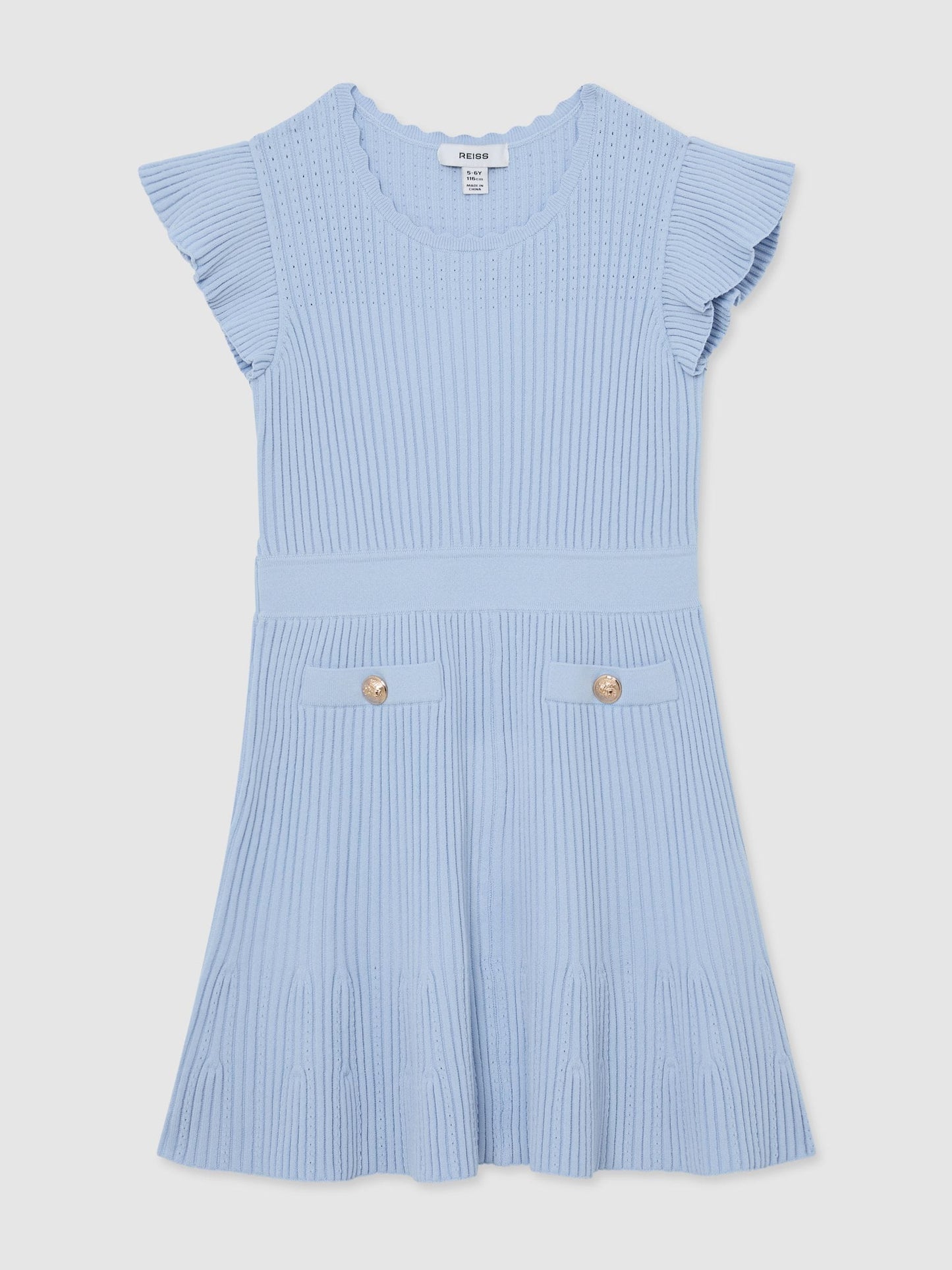 Reiss Pale Blue Miriam 13-14 yrs Pointelle-Knit Ribbed Dress image 1