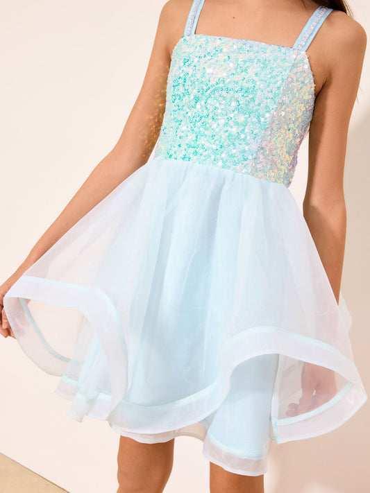 Dsiney Kidz - Lipsy Mint Green Sequin Bodice Occasion Party Dress (7-16yrs) image 2