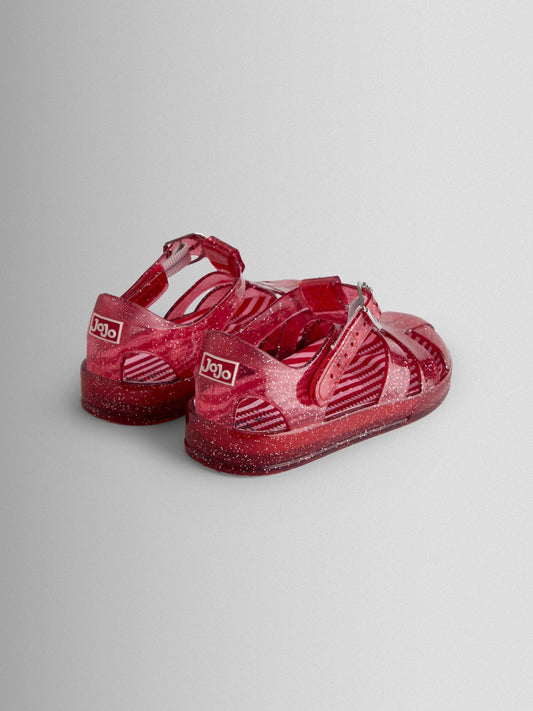 JoJo Maman Bébé Red Glitter Jelly Sandals image 2