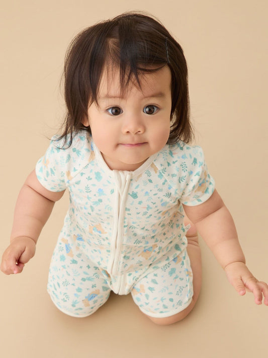 MORI Cream Peter Rabbit Short Sleeve Zip Up Rompersuit image 2