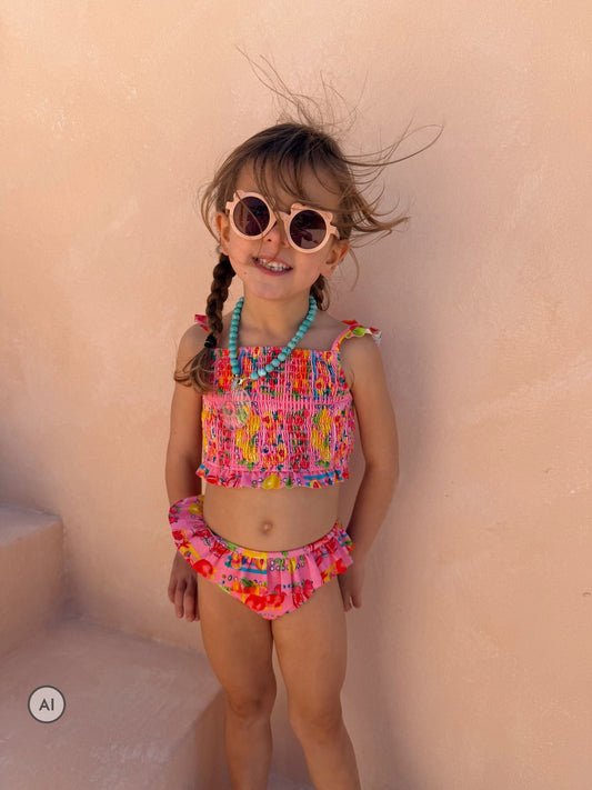 Dsiney Kidz - Never Fully Dressed Pink Fruit Shirred Bikini Set image 2
