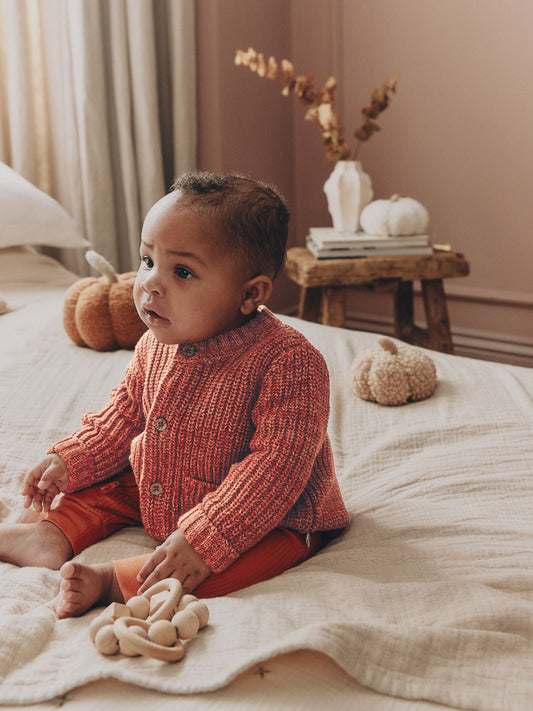 Dsiney Kidz - Orange Little Pumpkin Slogan Baby Cardigan image 2