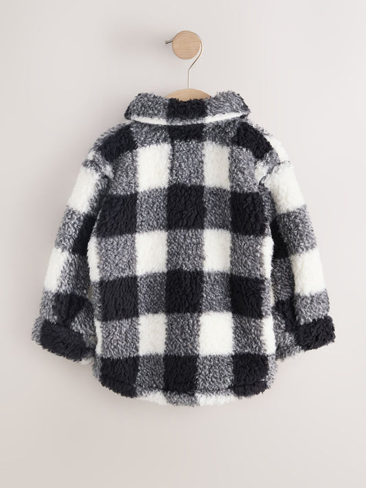 Dsiney Kidz - Black/White Check Borg Fleece Shacket (3mths-7yrs) image 2