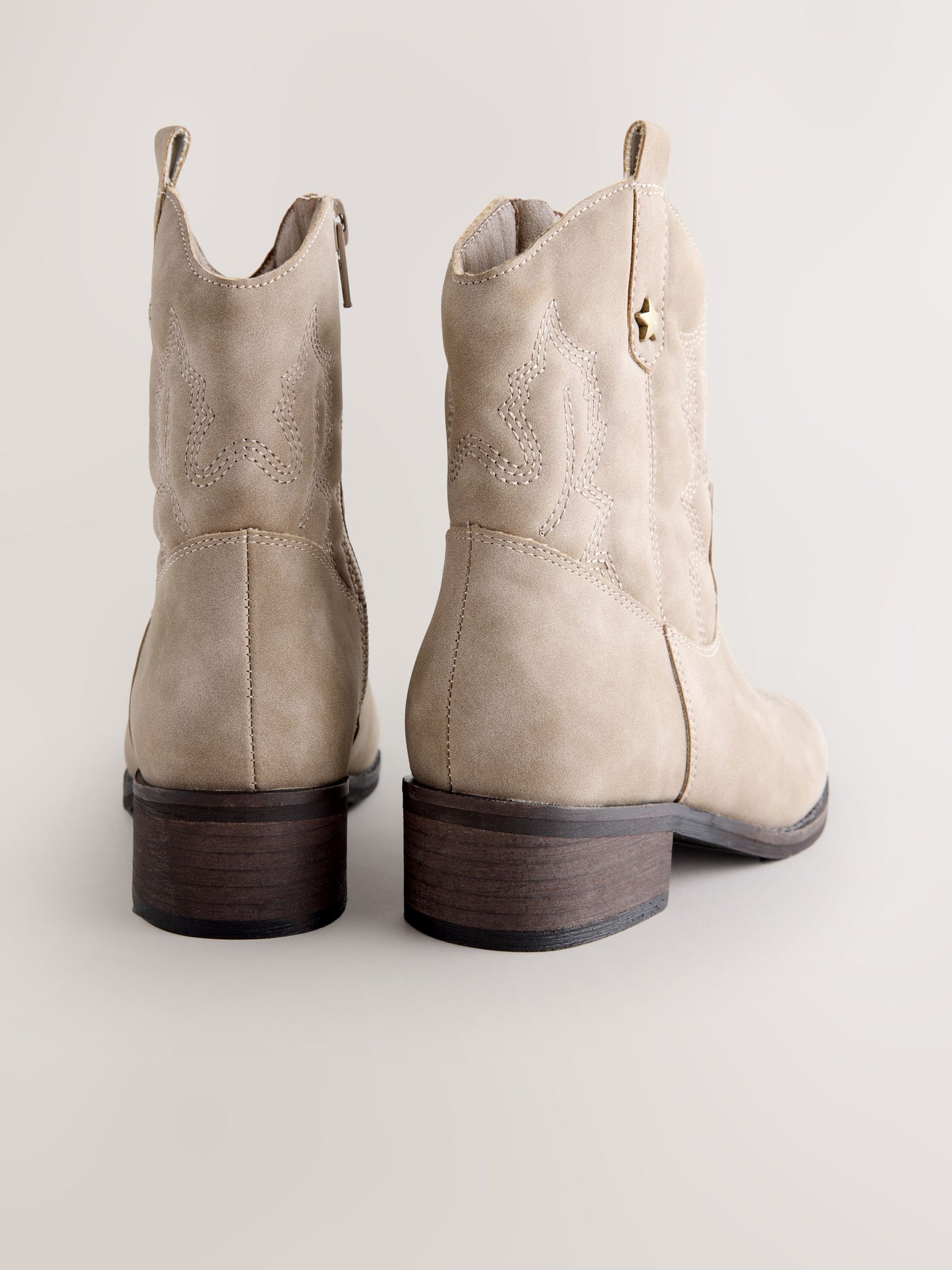 Mink Brown Faux Suede Western Ankle Boots image 5