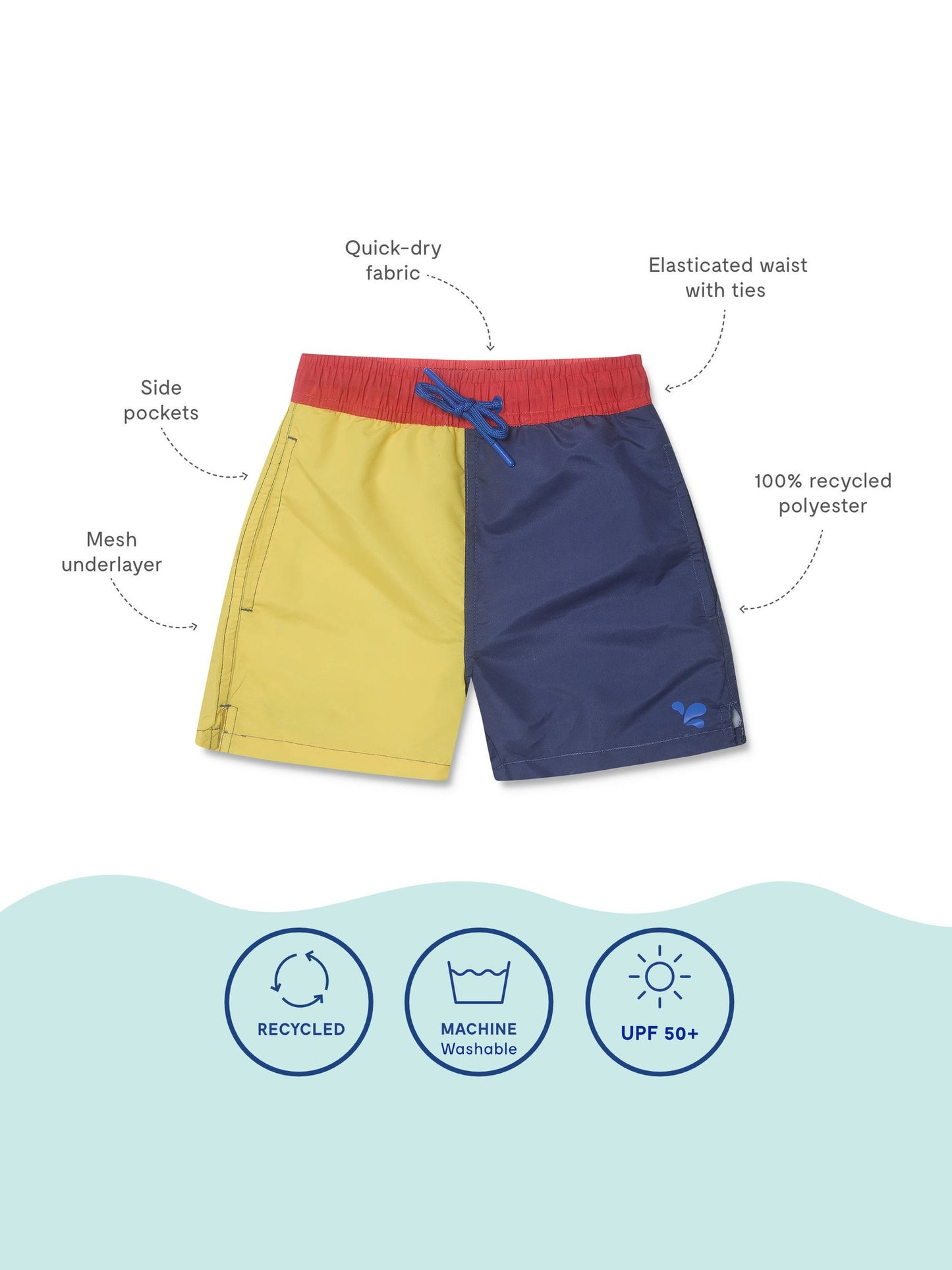 Muddy Puddles Light Blue UV Protective Swim Shorts image 5