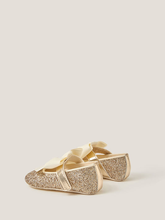 Dsiney Kidz - Monsoon Gold Baby Bow Glitter Headband & Booties Set image 2