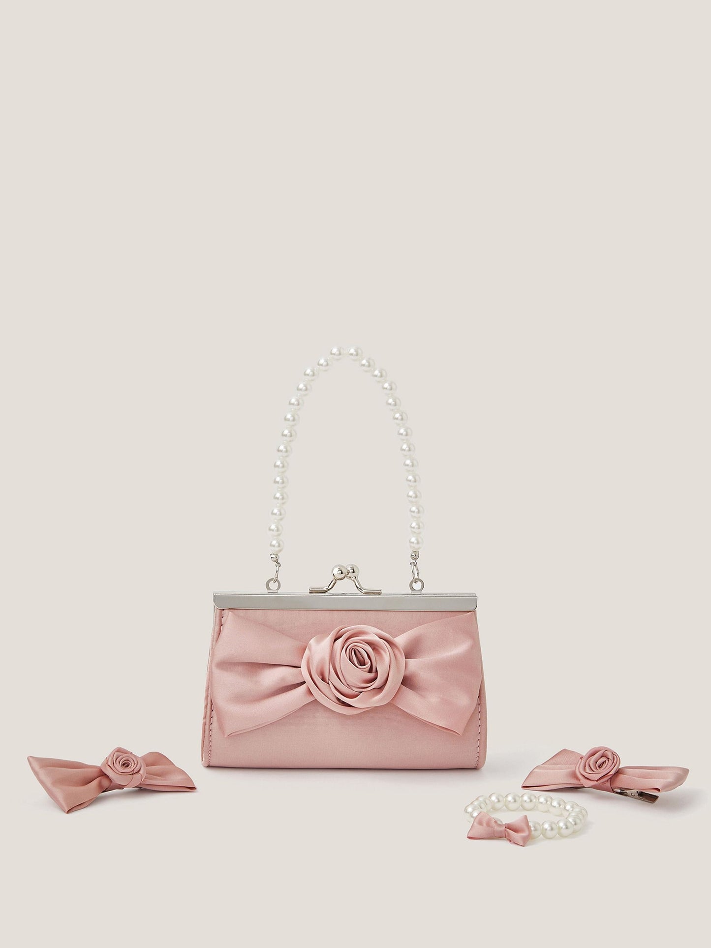 Monsoon Pink Bridesmaid Rosette Bag & Accessories Set image 1