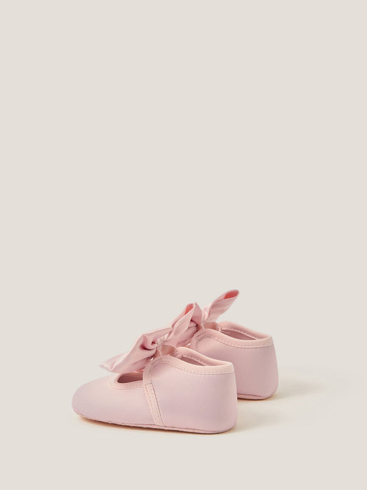 Monsoon Pink Baby Satin Bow Headband & Booties Set image 2