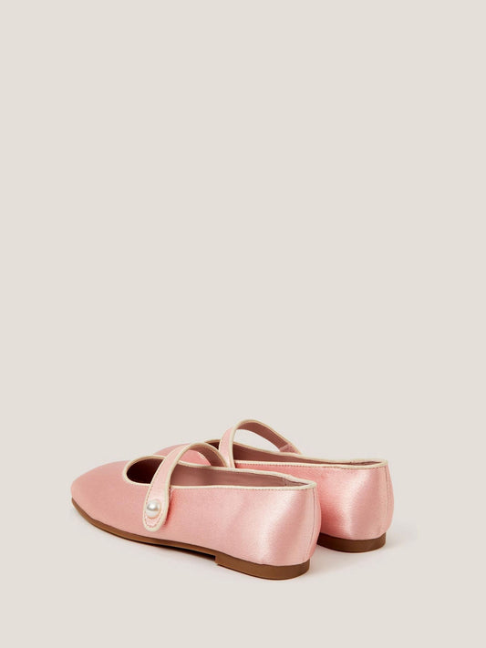 Dsiney Kidz - Monsoon Pink Pearl Strap Satin Ballet Flats image 2