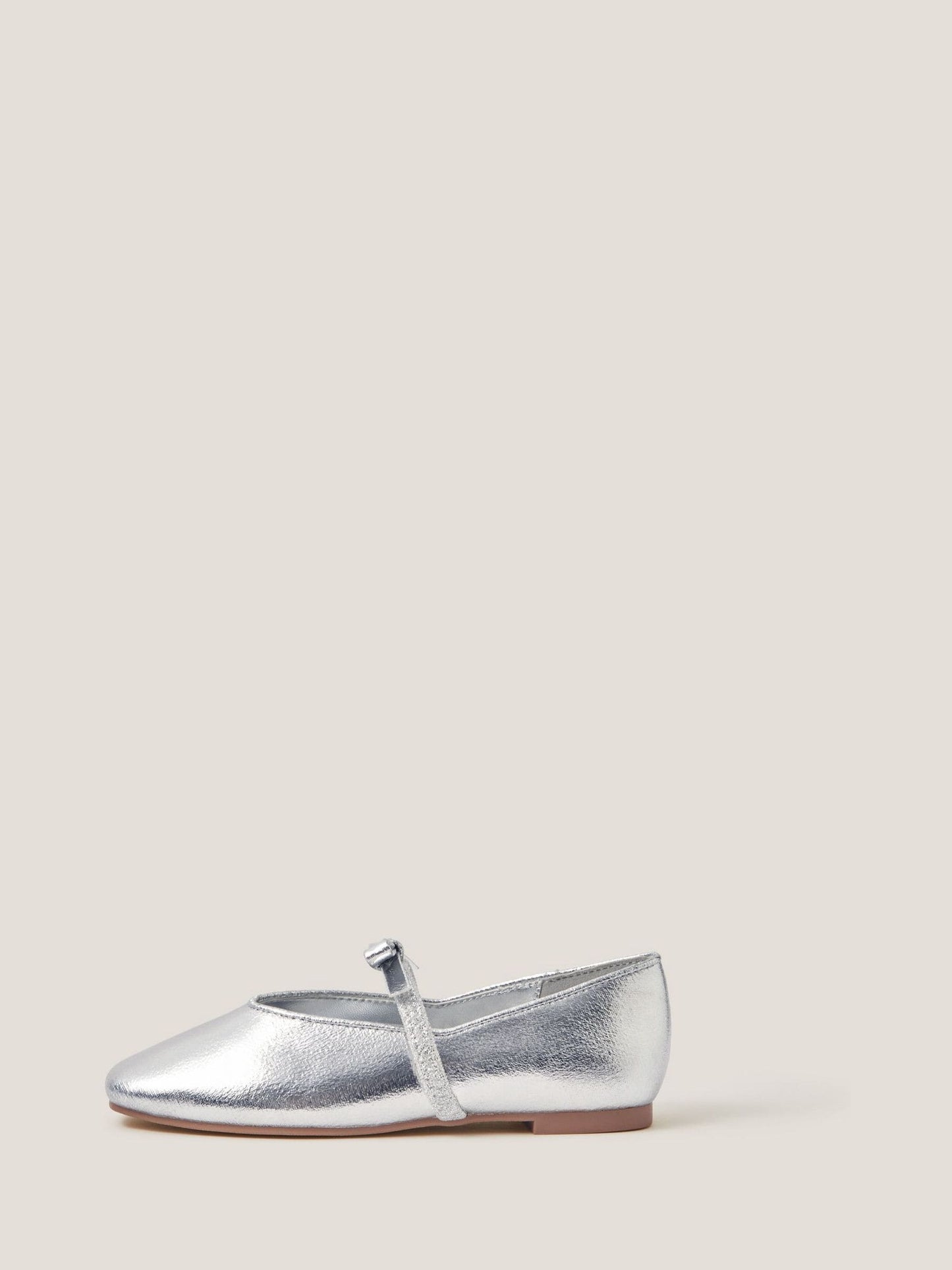 Monsoon Silver Bow Strap Metallic Ballet Flats image 3