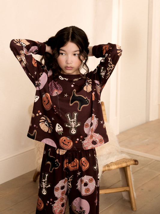 Dsiney Kidz - Burgundy Red Halloween Wide Leg Pyjamas (3-16yrs) image 2