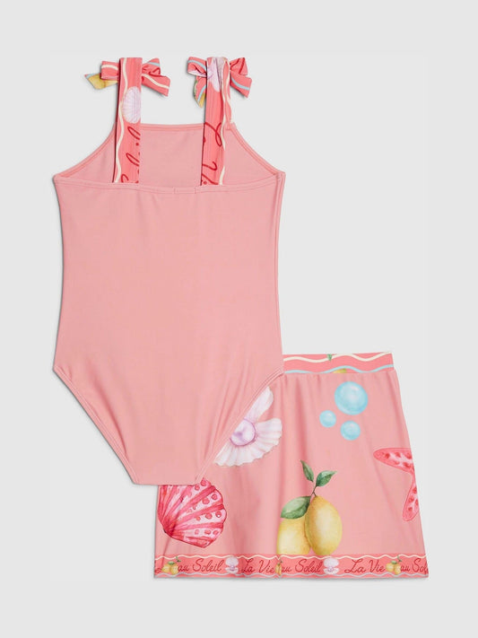 Dsiney Kidz - River Island Pink Under The Sea Swimsuit & Skirt Set image 2
