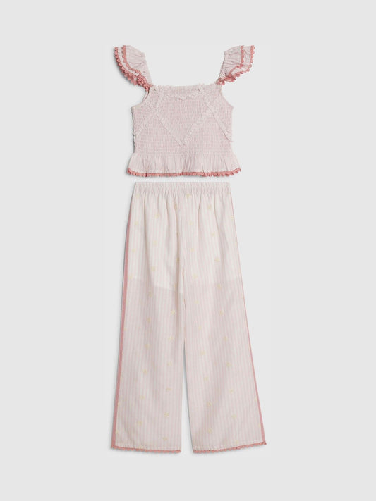 Dsiney Kidz - River Island Pink Stripe Frill Top & Trousers Set image 2