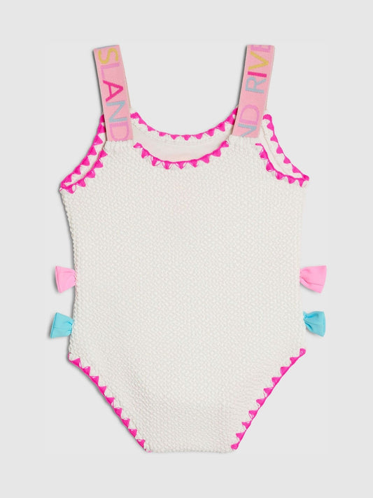 Dsiney Kidz - River Island White Side Bow Textured Swimsuit image 2