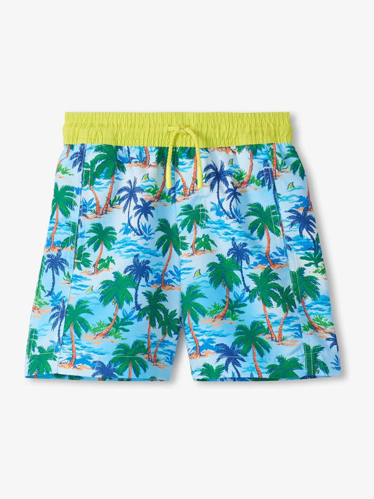 Hatley Sky Blue Palm Tree Print Swim Shorts image 2