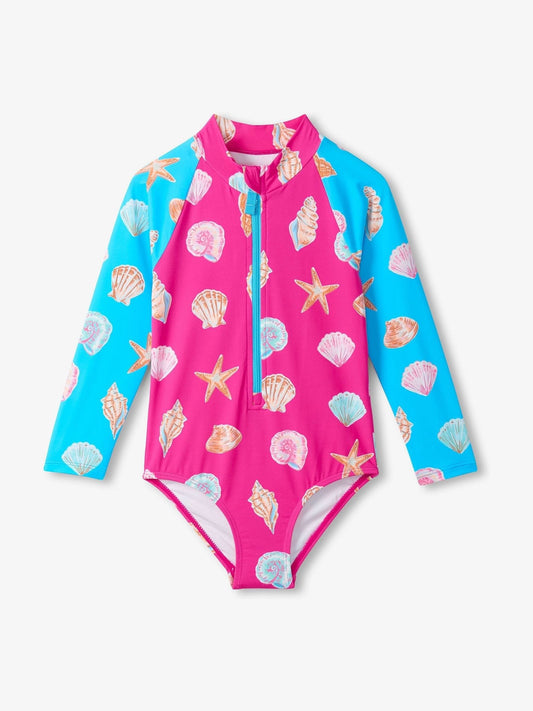 Dsiney Kidz - Hatley Pink Ocean Shells Longsleeve Rash Swimsuit image 2