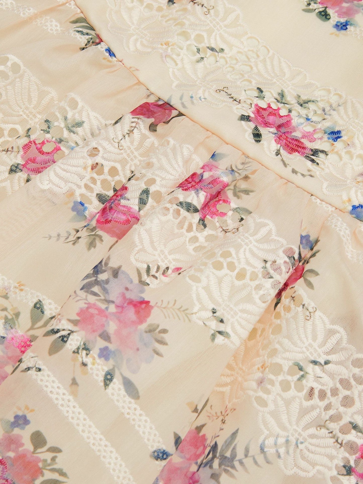 Monsoon Cream Tayla Floral Print Broderie Dress image 4