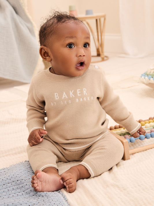 Dsiney Kidz - Baker by Ted Baker Neutral Knit Knitted Top and Joggers Set image 2