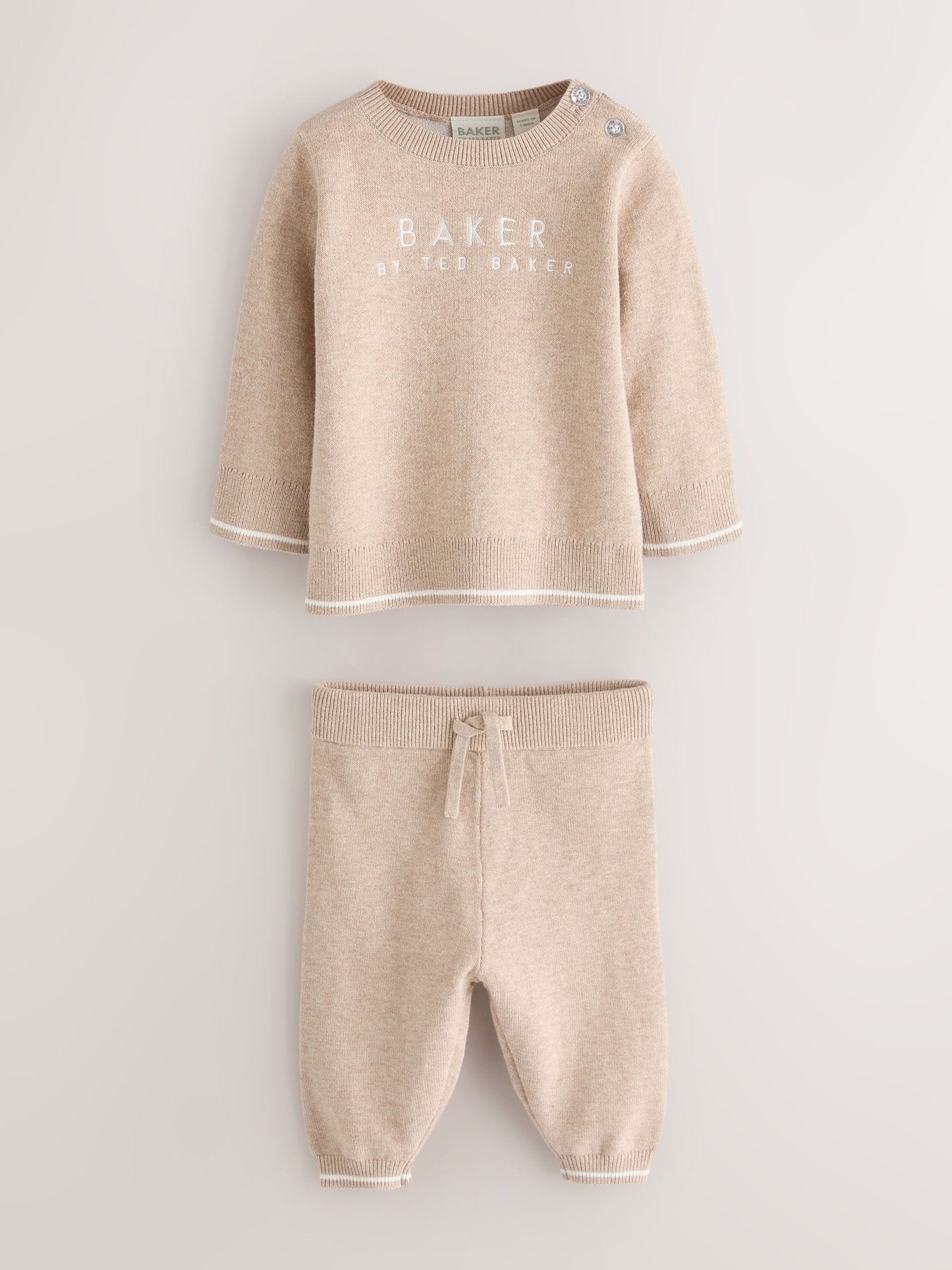 Dsiney Kidz - Baker by Ted Baker Neutral Knit Knitted Top and Joggers Set image 6