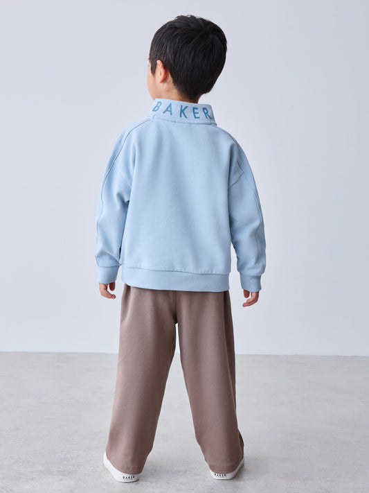 Dsiney Kidz - Baker by Ted Baker Funnel Zip Neck Blue/Brown Sweatshirt and Joggers Set image 2