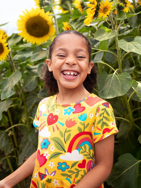 Frugi Yellow Spring Skater Dress image 2
