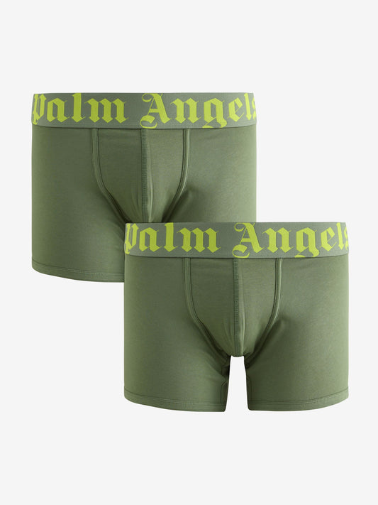Disney Kidz - Palm Angels Green 2 Pack Cotton Stretch Logo Regular Boxers image 1