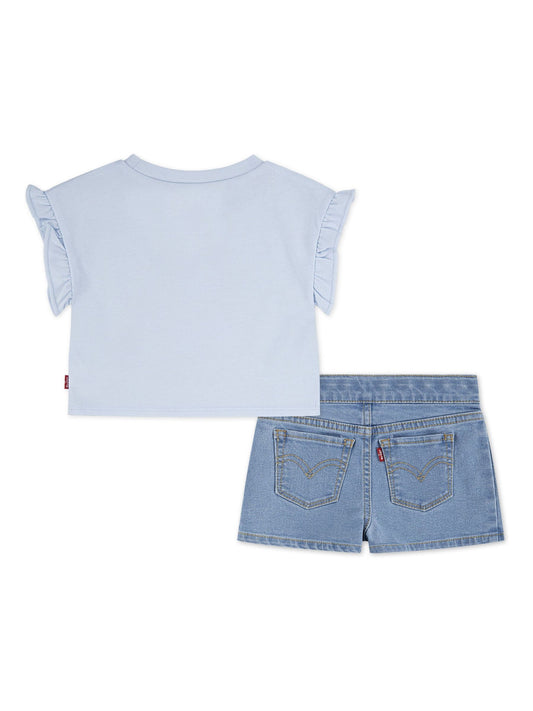 Levi's® Blue Cowboy Bear Short Sleeve T-Shirt and Pleated Shorts Set 2 Piece image 2