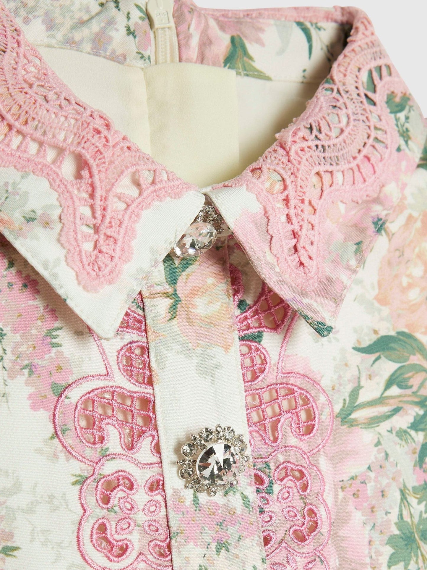 River Island White Floral Lace Collared Dress image 4