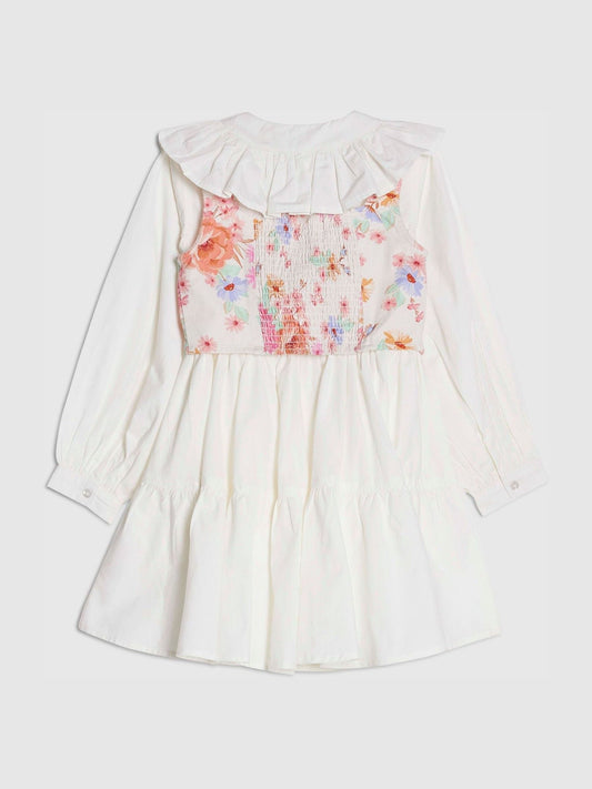 River Island White Frill Collar Floral Waistcoat Dress image 2