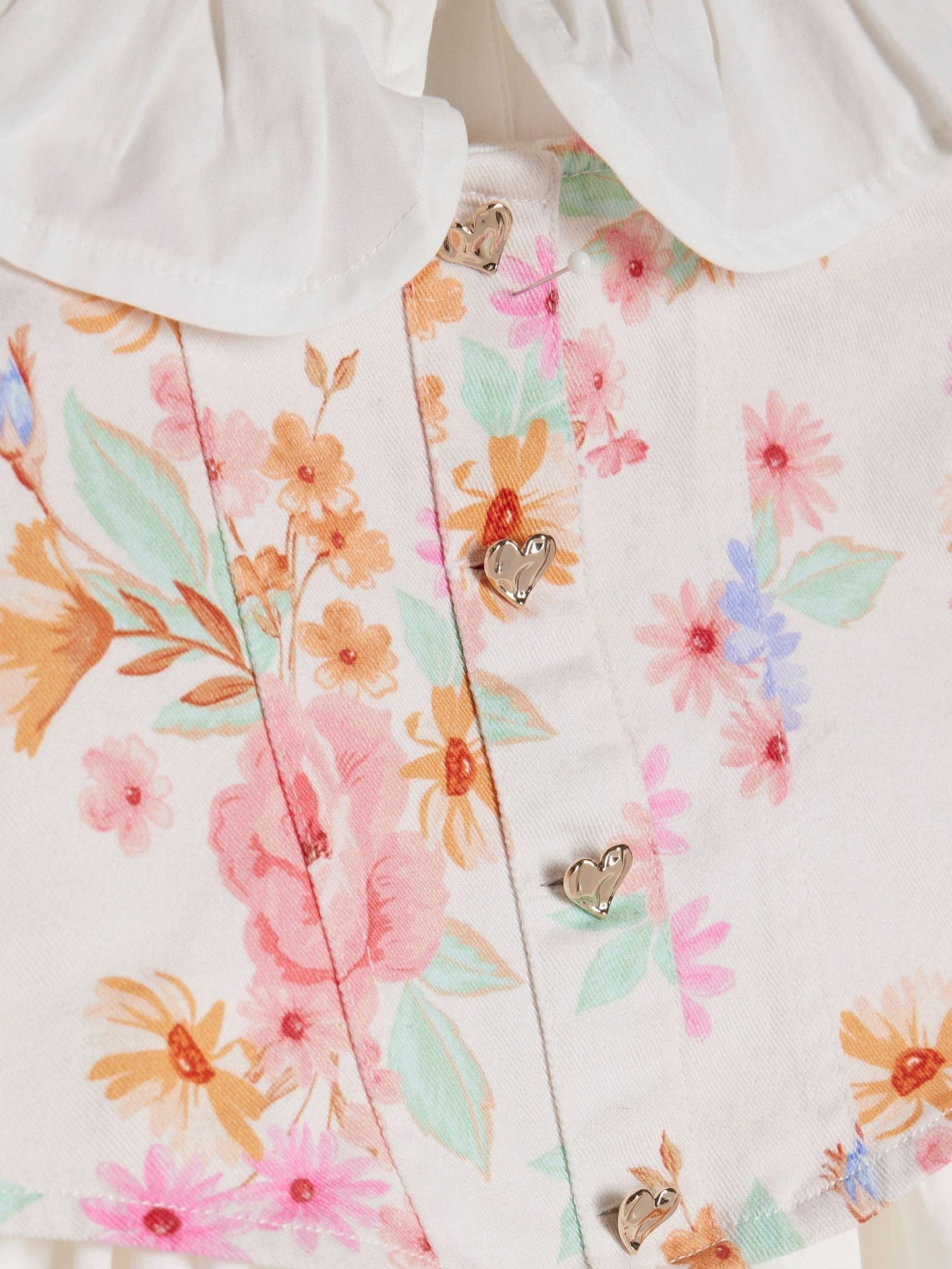 River Island White Frill Collar Floral Waistcoat Dress image 4