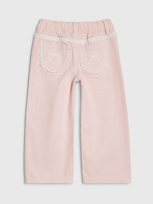 Dsiney Kidz - River Island Pink Lace Wide Leg Jeans image 2