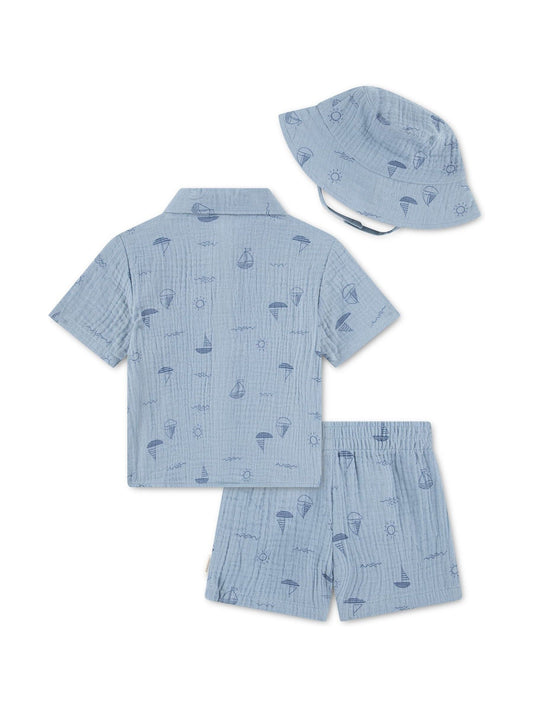 Huggies Blue Shirt, Shorts & Hats 3 Piece Set image 2
