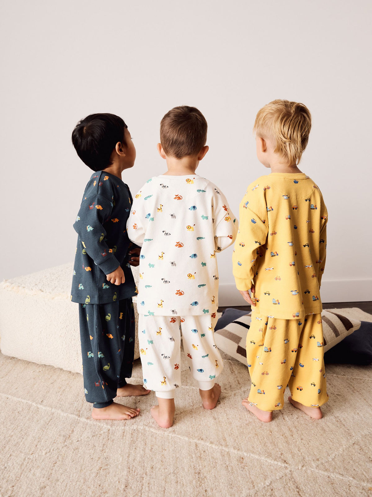 Ochre/Ecru/Navy Mini Print Oversized Pyjamas 3 Pack (9mths-8yrs) - image 3