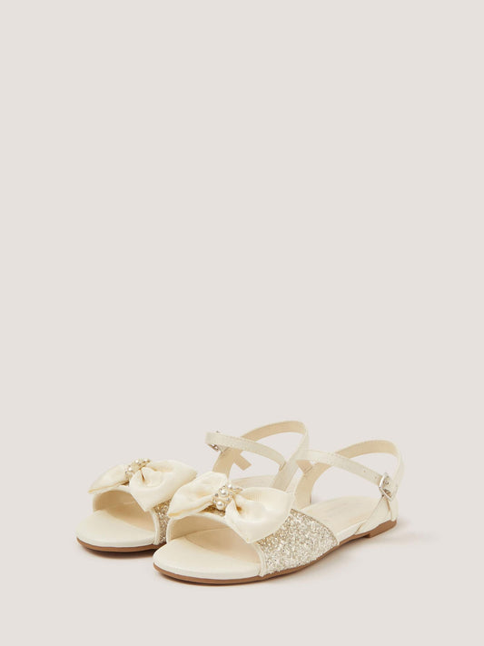 Dsiney Kidz - Monsoon Cream Communion Sparkle Pearl Bow Sandals image 2