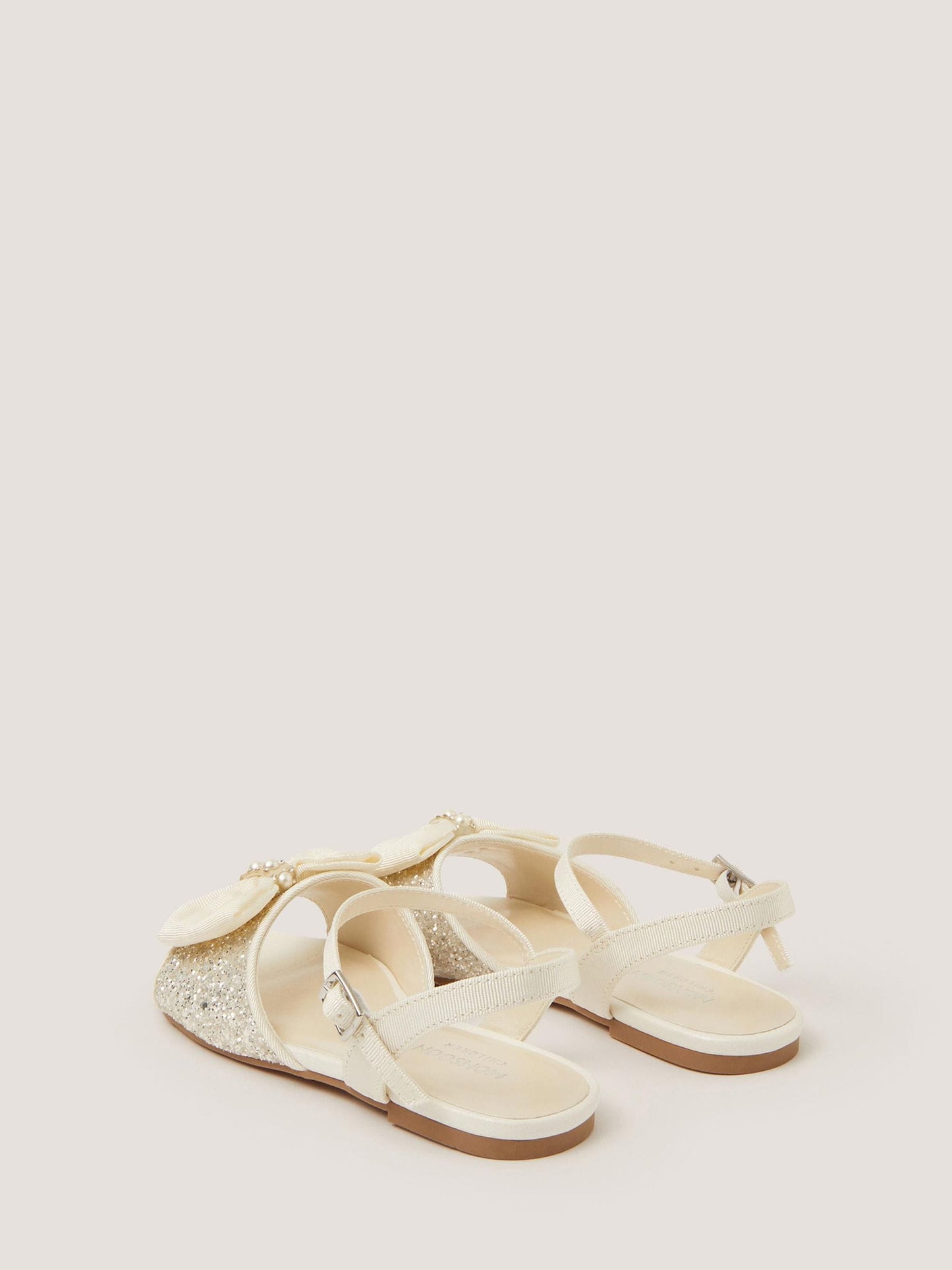 Monsoon Cream Communion Sparkle Pearl Bow Sandals image 3