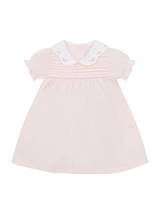 Emile Et Rose Pink Lucia Dress With Pleated Yoke & Embroidered Floral Scallop Collar image 2