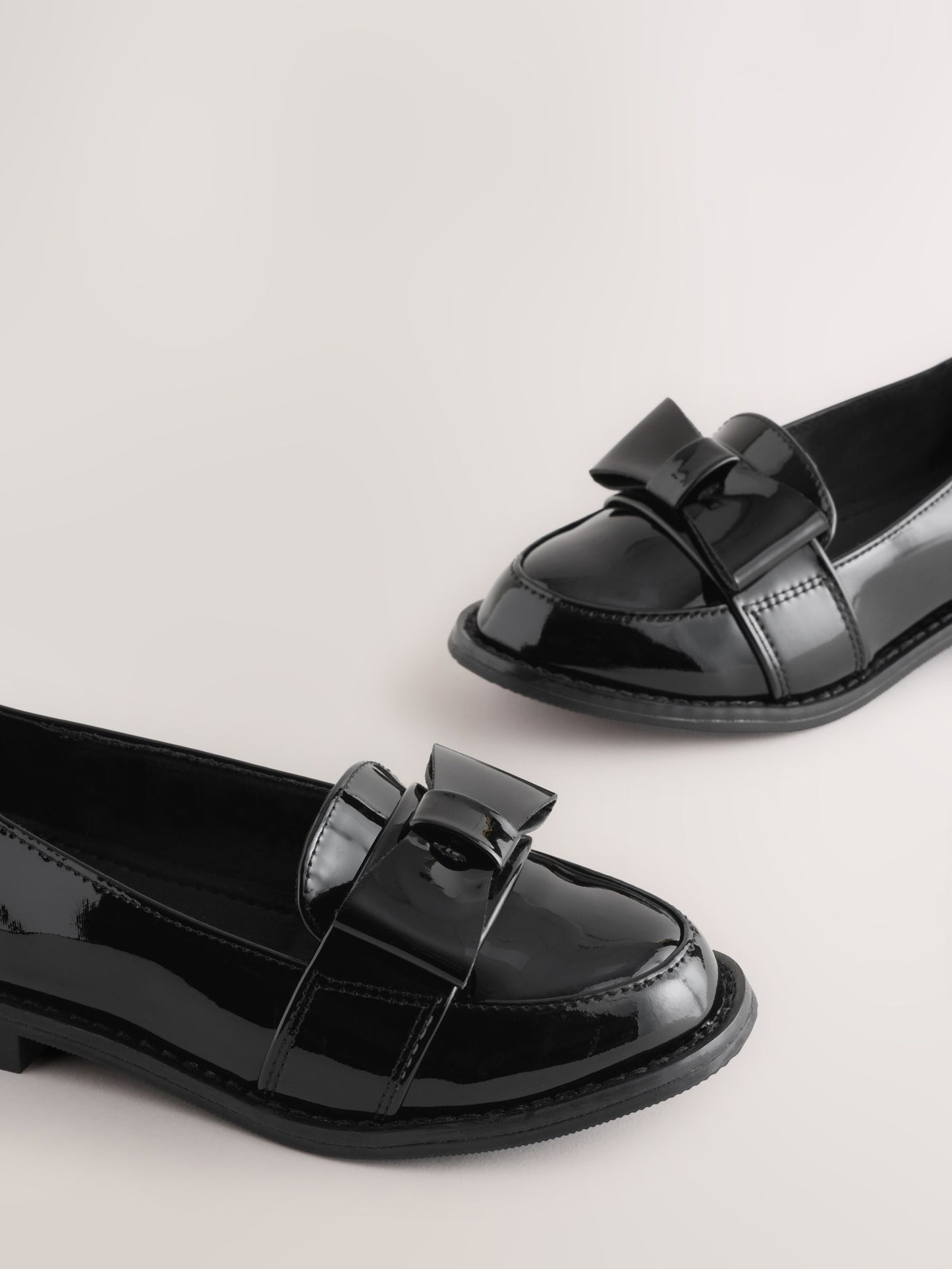 Black Patent School Bow Loafers image 5