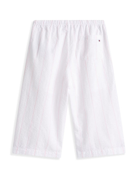 Tommy Hilfiger White Seersucker Drawstring Culottes image 2
