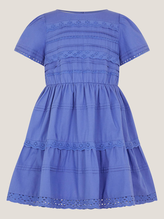 Monsoon Blue Broderie Tiered Dress image 2