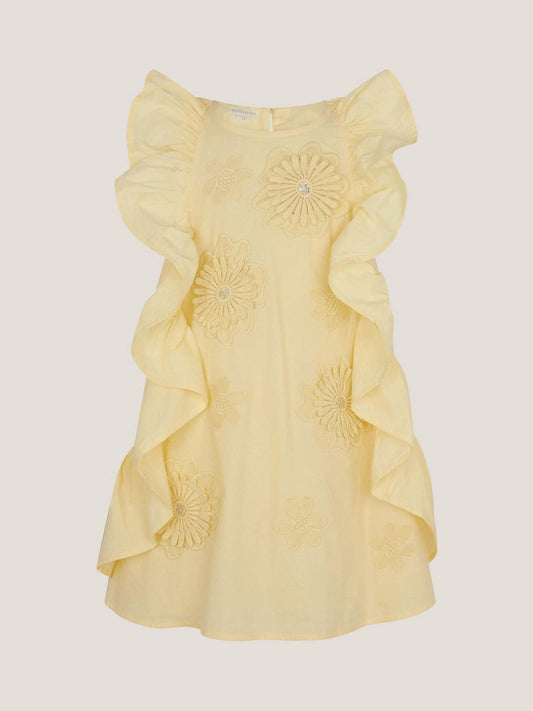 Monsoon Yellow Appliqué Flower Ruffle Dress image 2