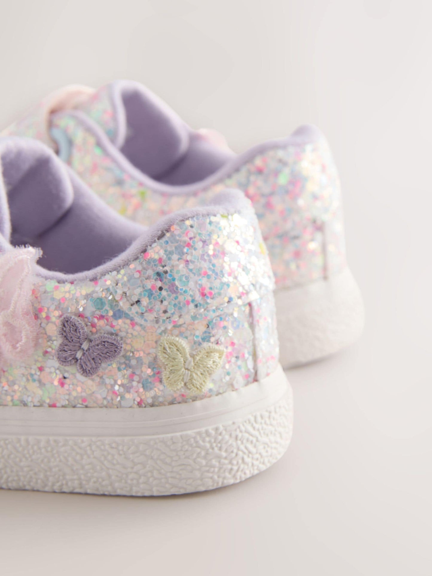 Dsiney Kidz - Multi Pastel Glitter Wide Fit (G) Butterfly Touch Fasten Strap Trainers image 5