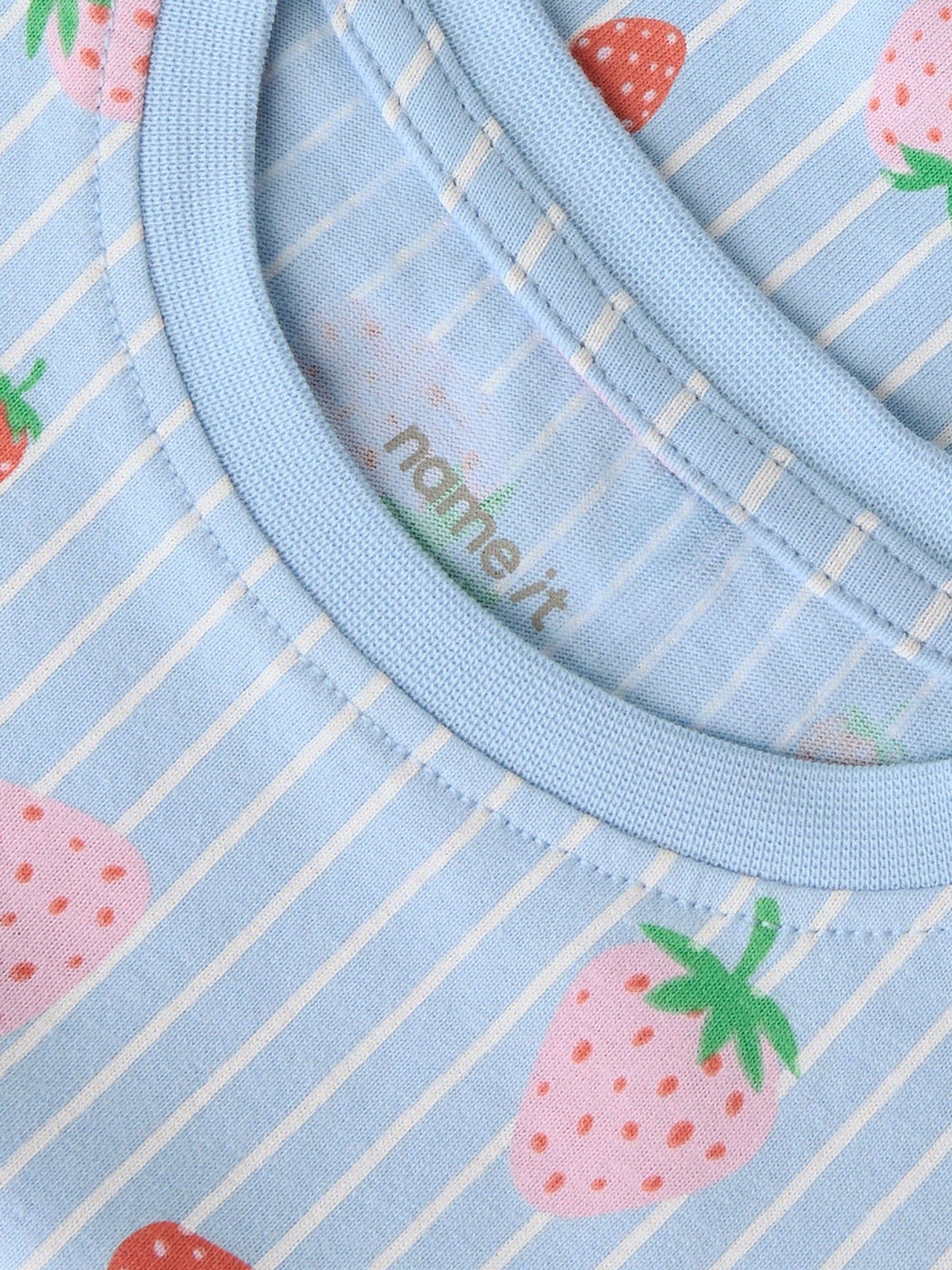 Name It Blue Short Sleeve Strawberry Print Dress image 3