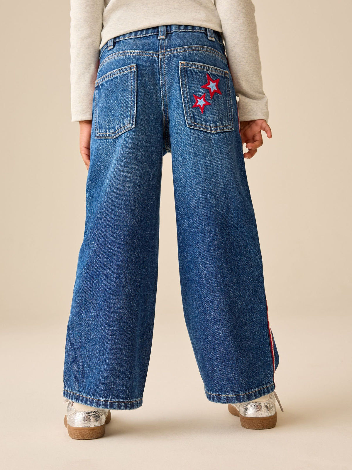 Denim Embellished Wide Leg Side Tape Jeans (3-16yrs) - image 3