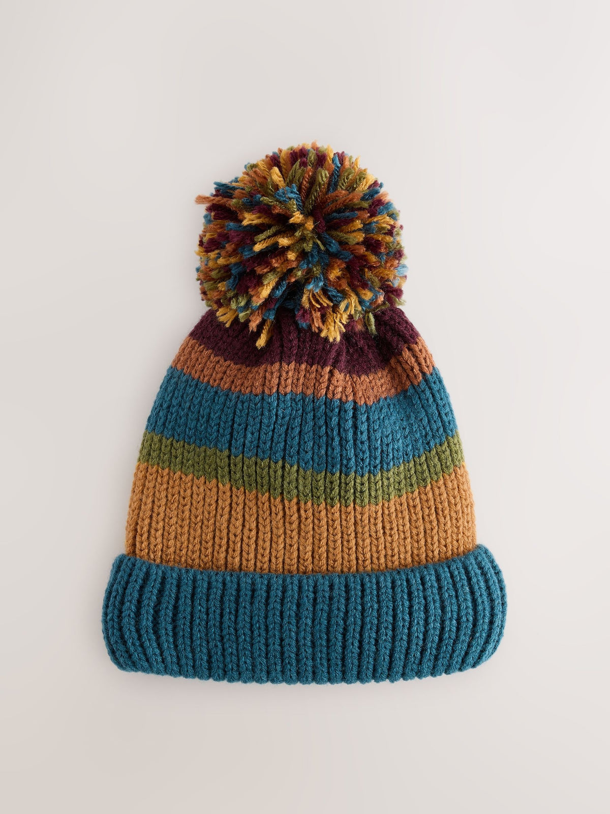 Multi Stripe Knitted Pom Beanie (1-16yrs) - image 3